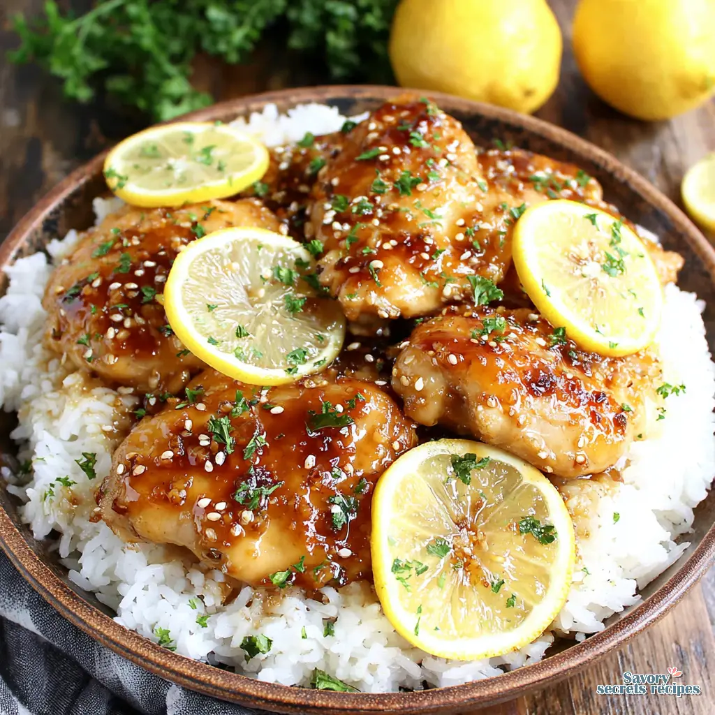 honey lemon garlic chicken with rice final presentation