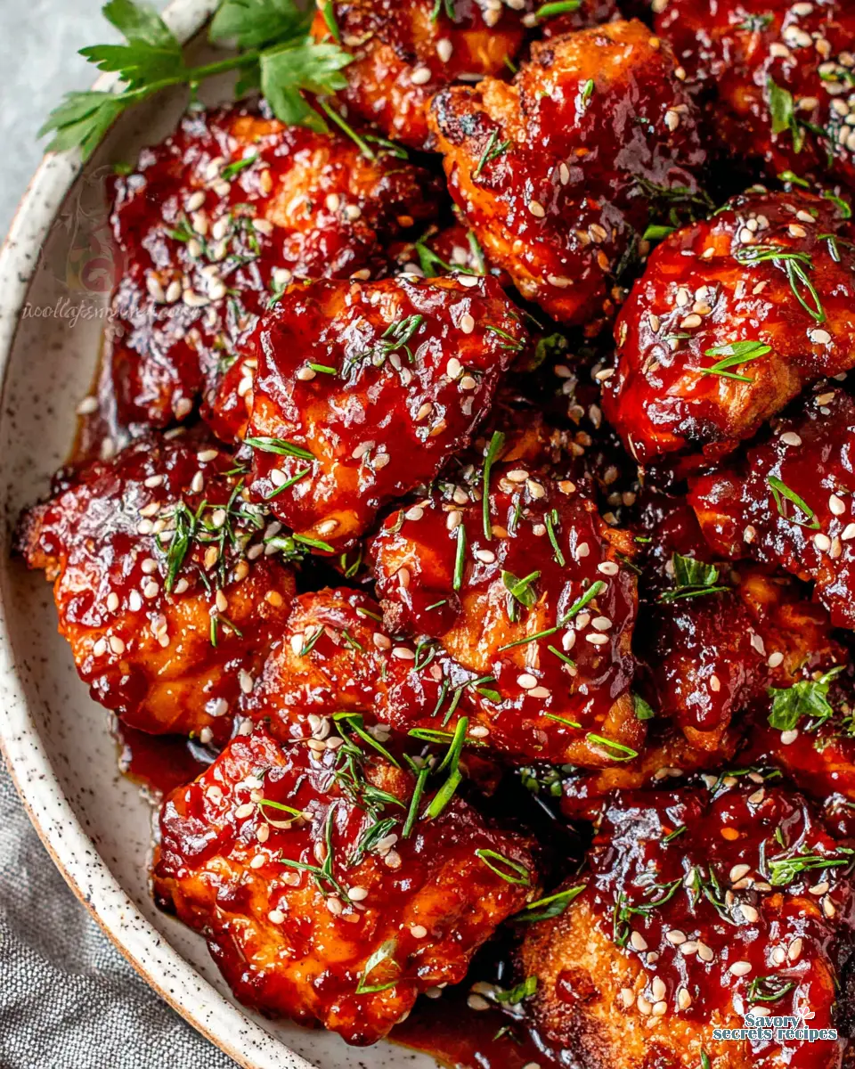 Honey Sriracha Chicken close up