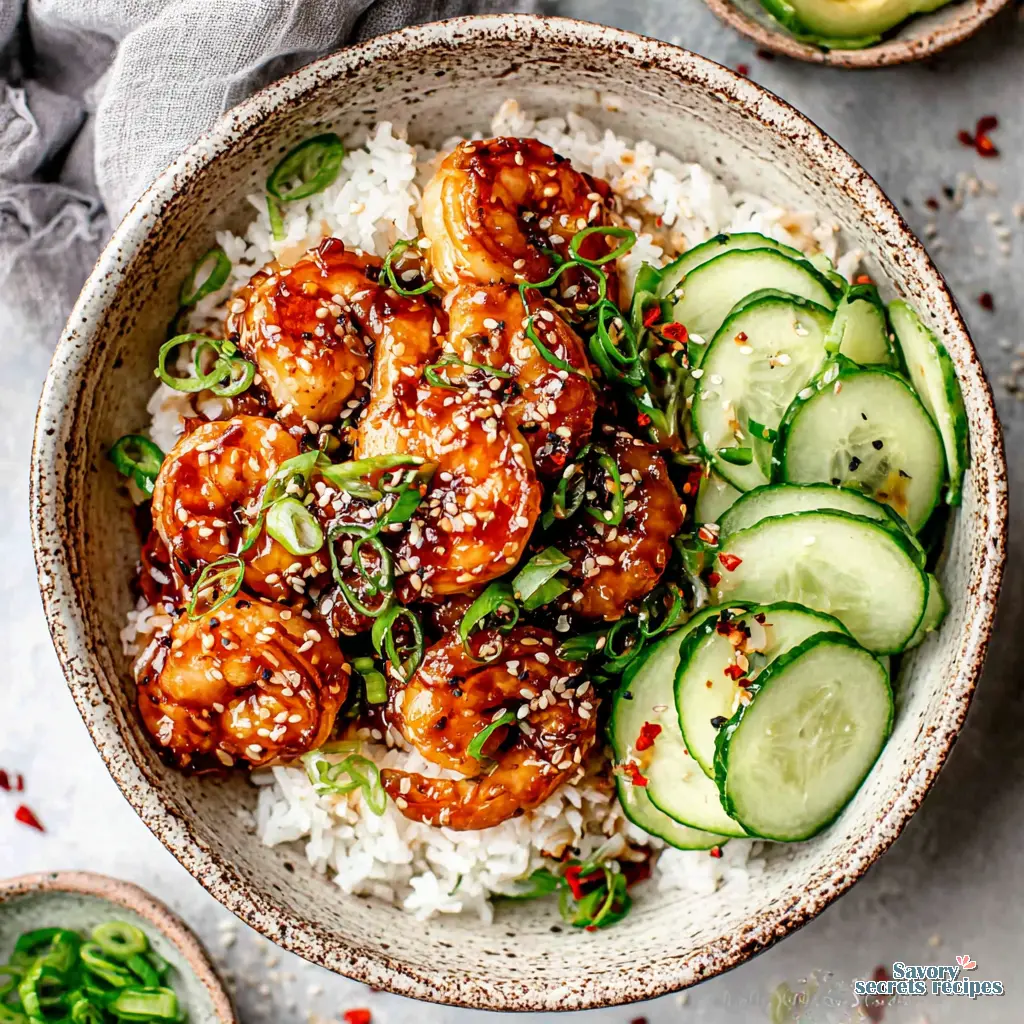 honey sriracha shrimp bowl final presentation