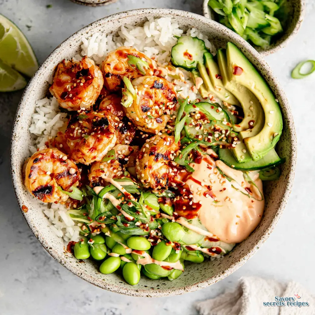 honey sriracha shrimp bowl 77654437