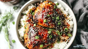 instant pot honey garlic chicken thighs and rice 469748788