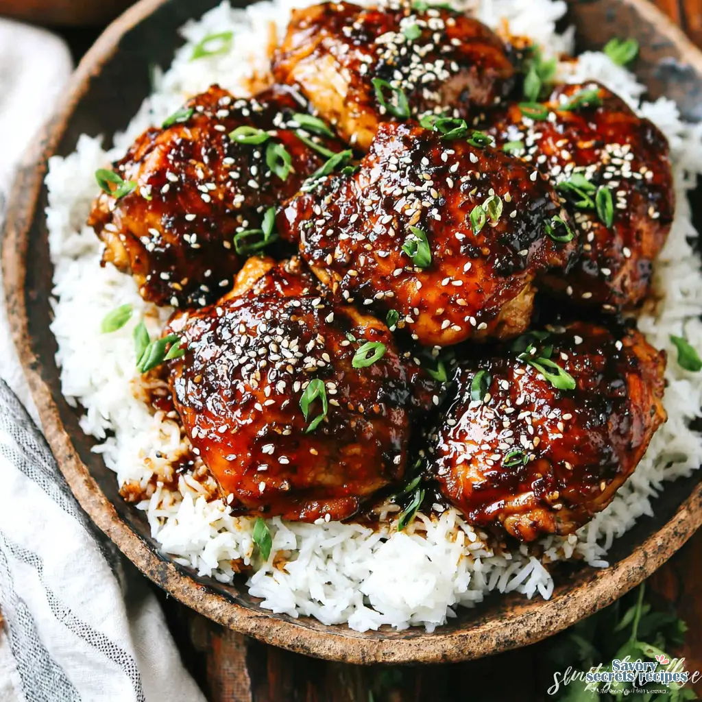 instant pot honey garlic chicken thighs and rice final presentation
