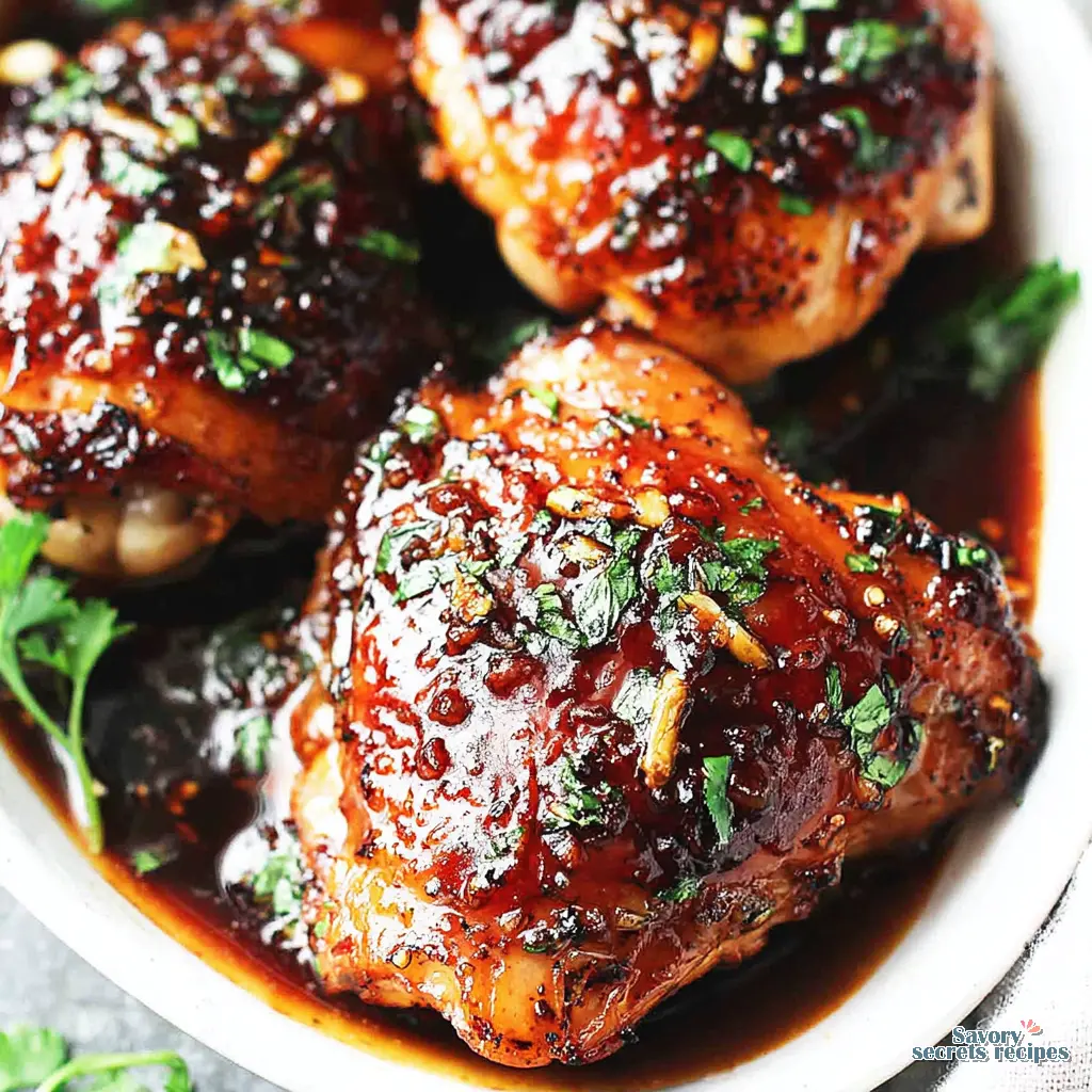 instant pot honey garlic chicken thighs and rice close up