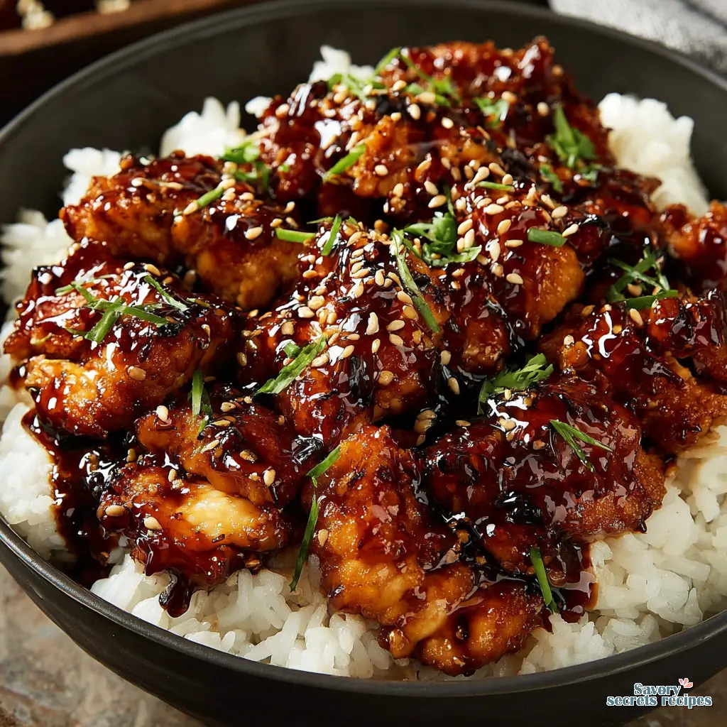 japanese honey garlic chicken rice style close up