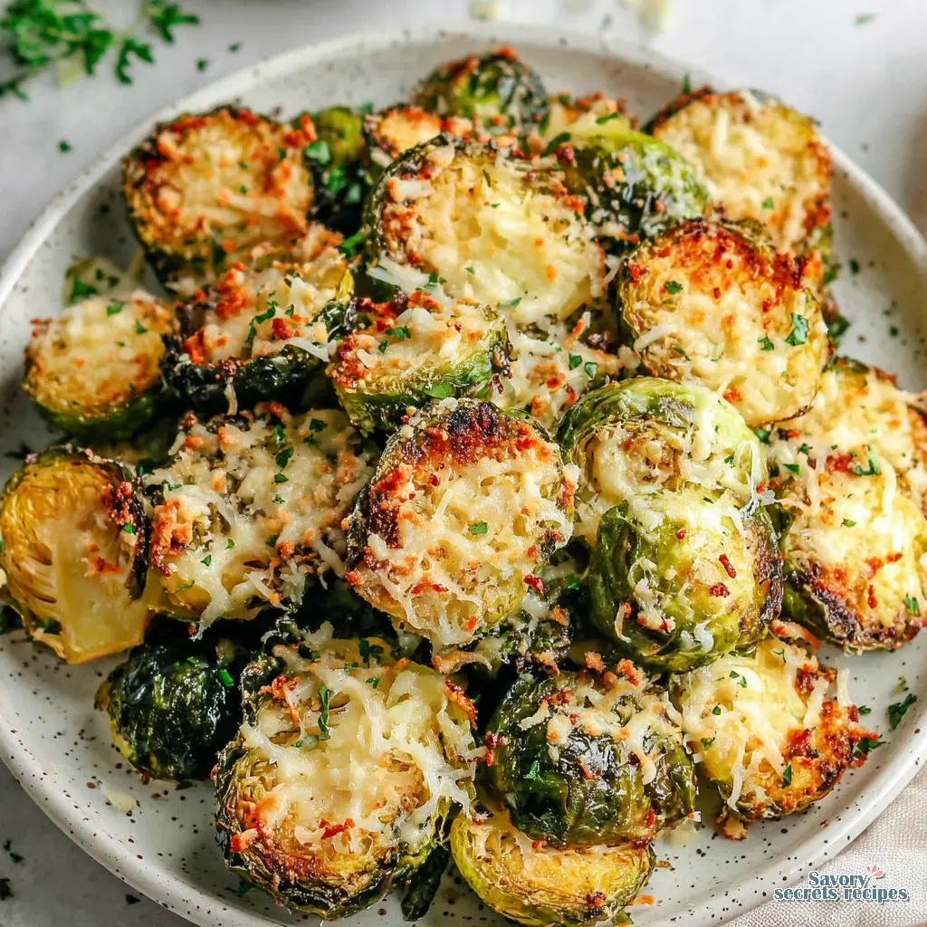 keto parmesan roasted brussel sprouts final presentation