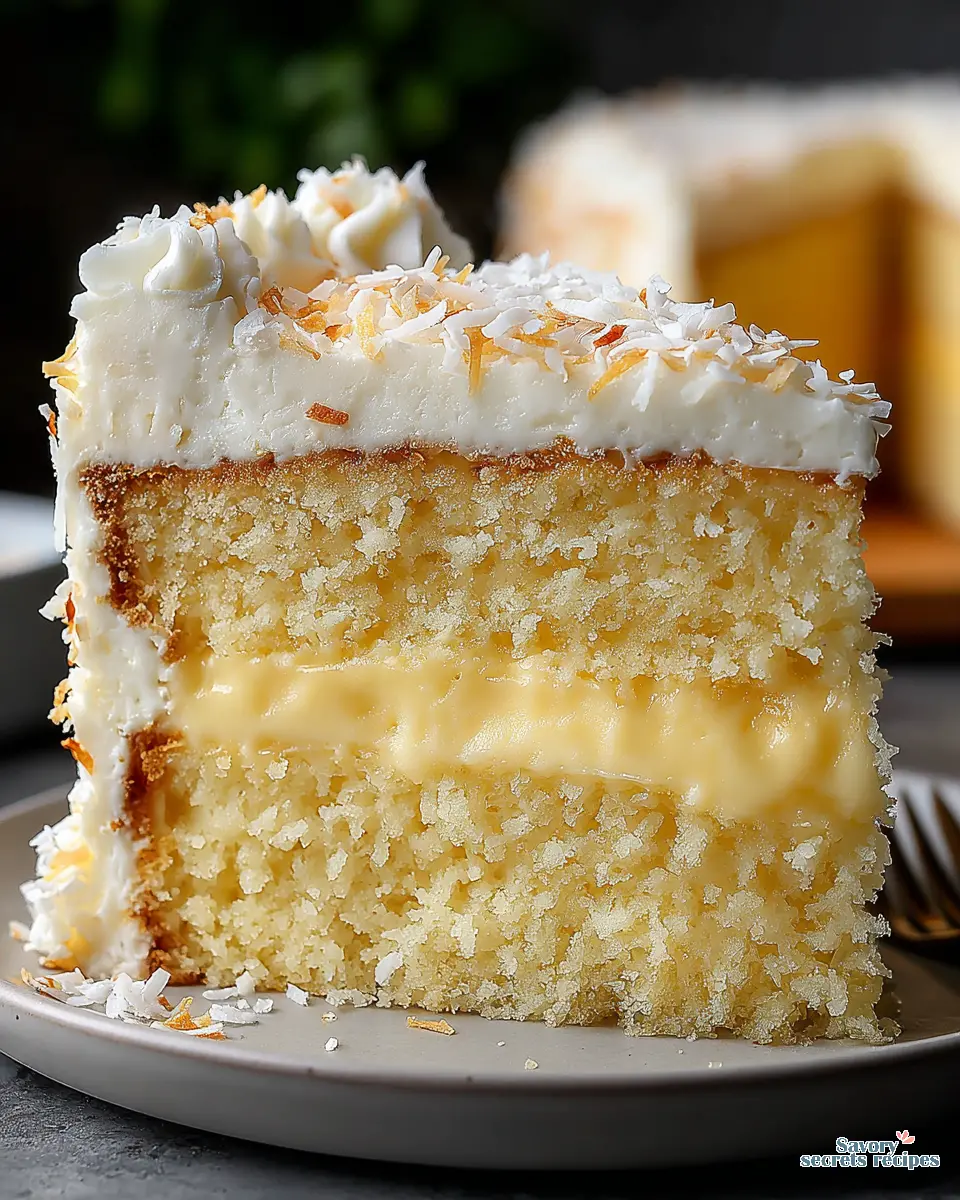Lemon Coconut Cream Cake close up