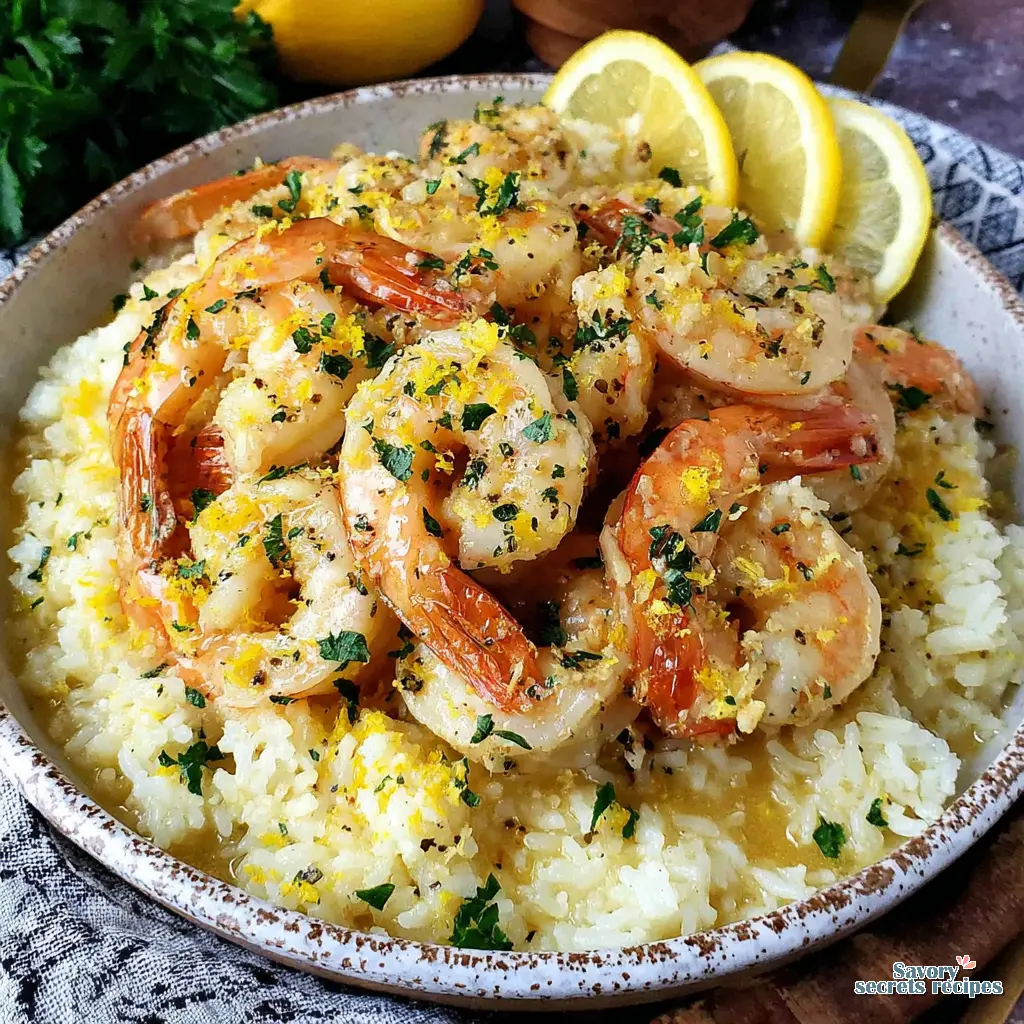 lemon garlic butter shrimp and rice final presentation