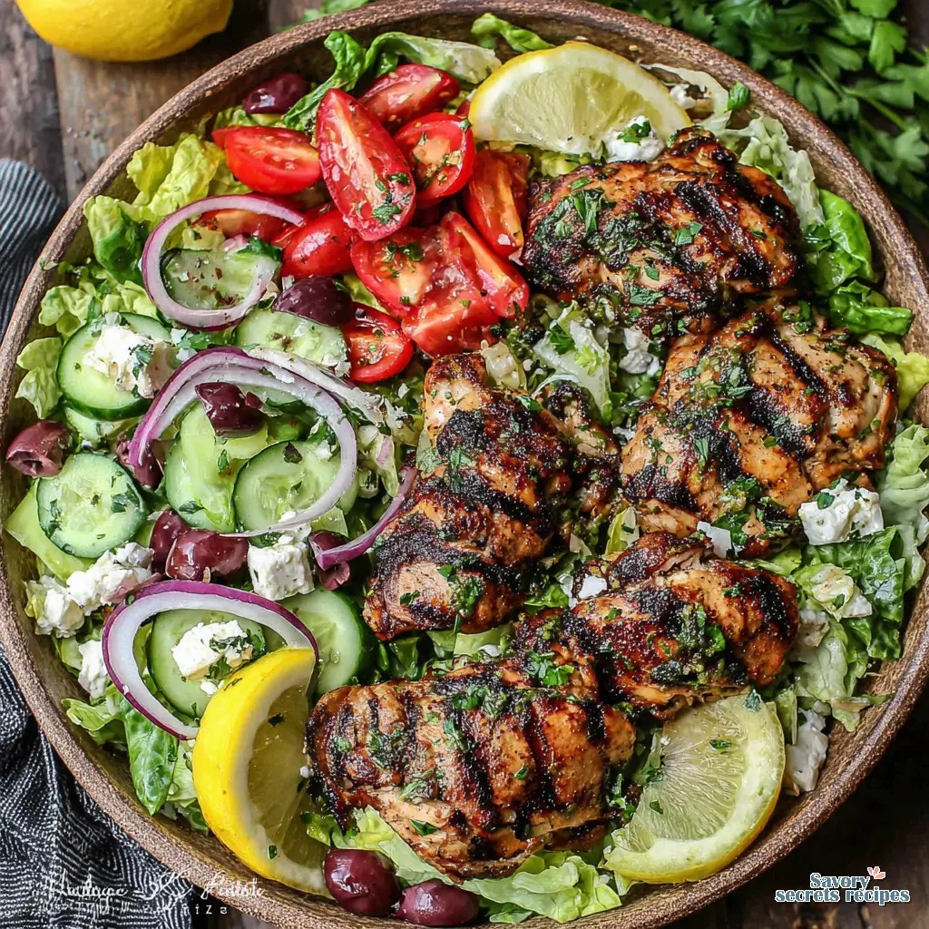 Lemon Herb Grilled Chicken Salad final presentation