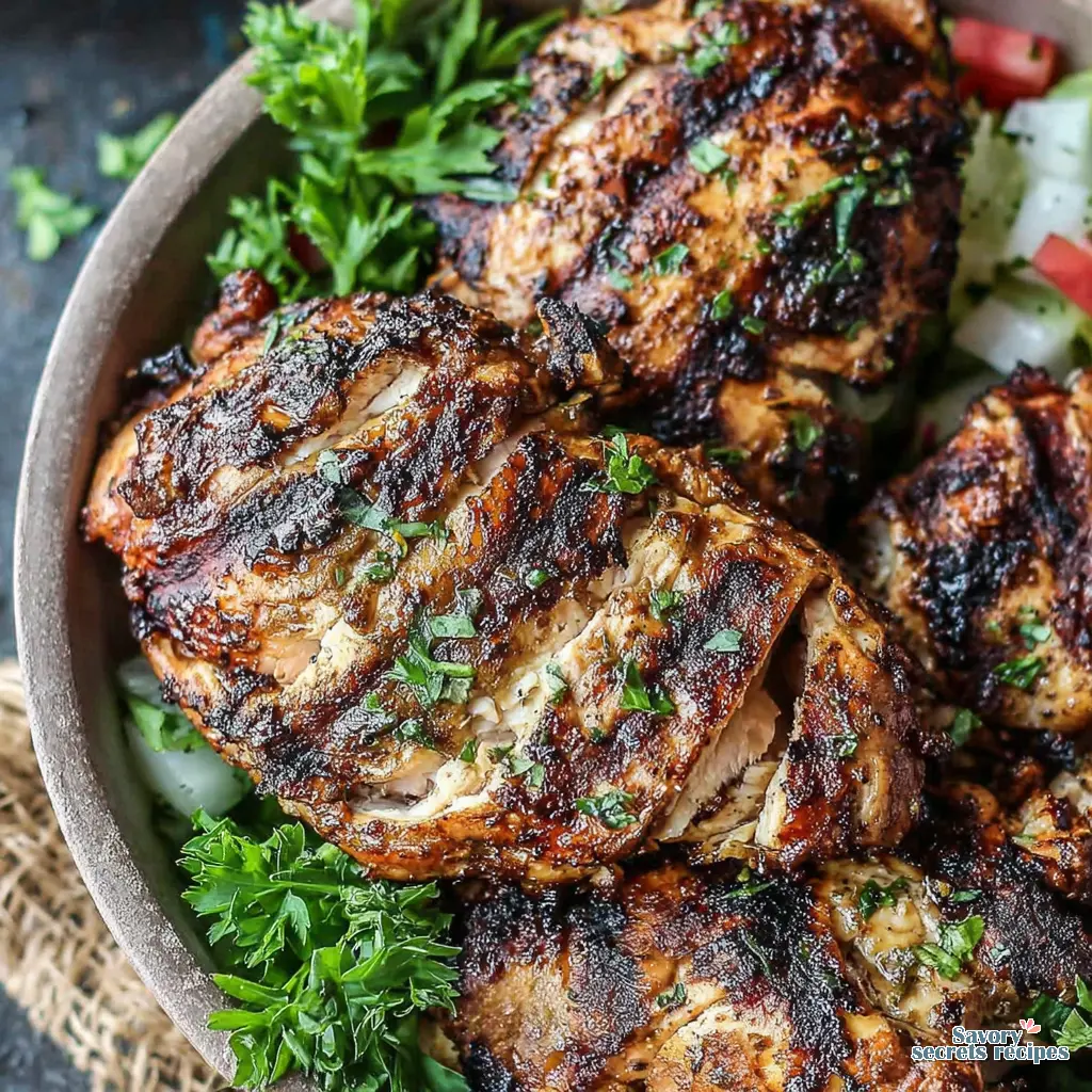 Lemon Herb Grilled Chicken Salad close up