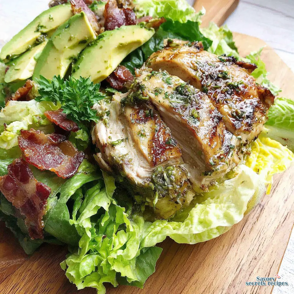 lemon herb grilled chicken salad keto close up
