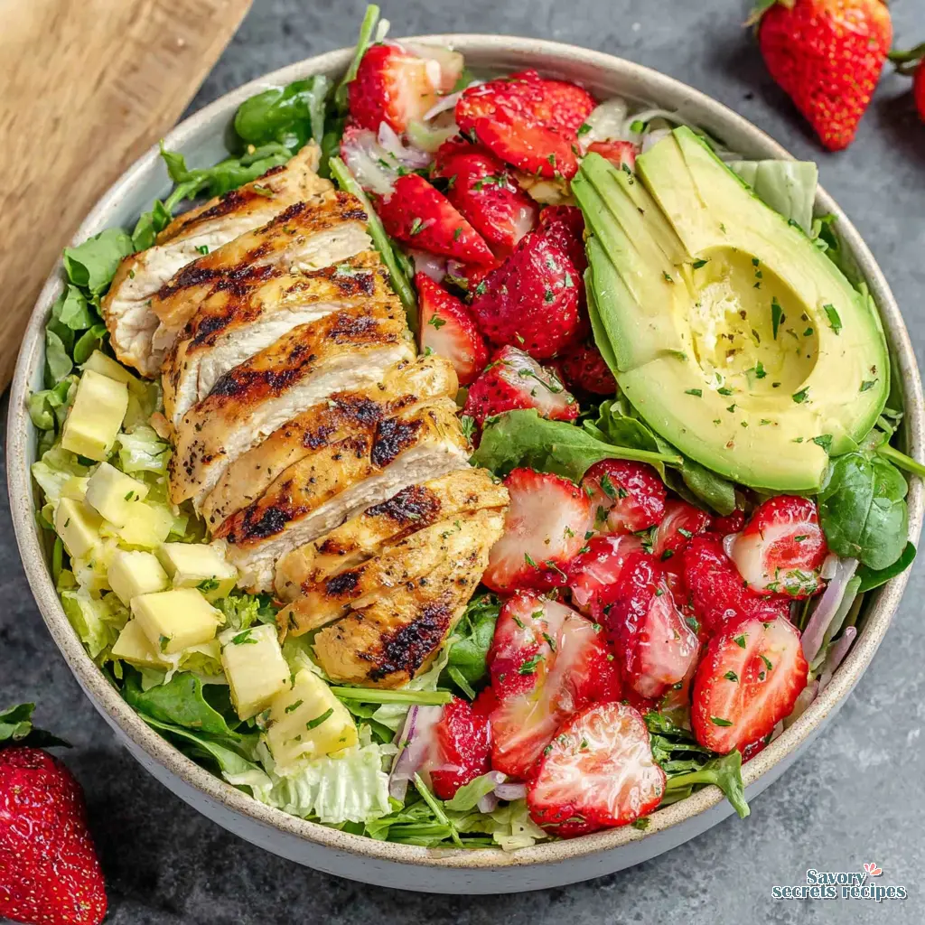 lemon herb grilled chicken salad strawberry 348858257