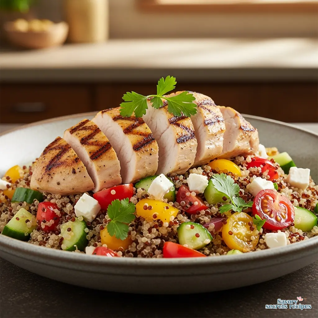 lemon herb grilled chicken with quinoa salad final presentation