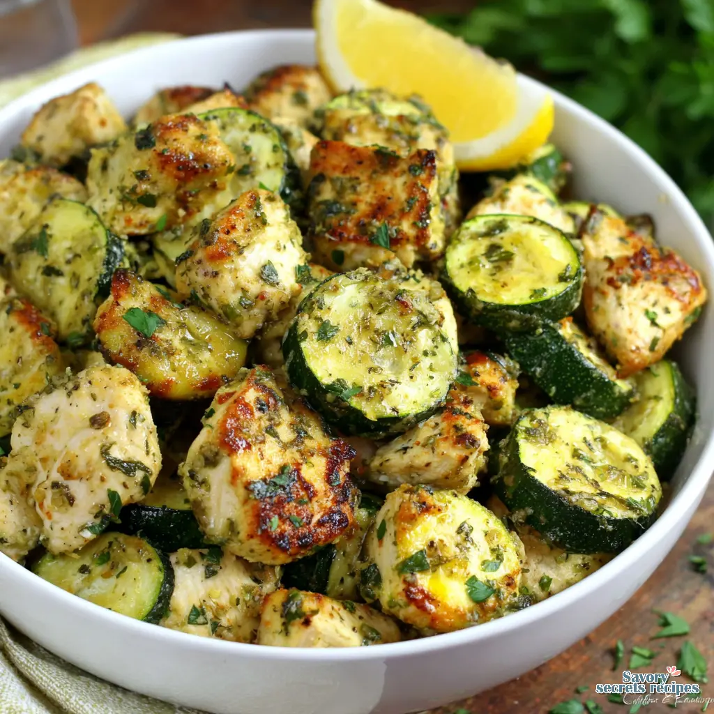 low carb chicken zucchini bowl air fryer final presentation
