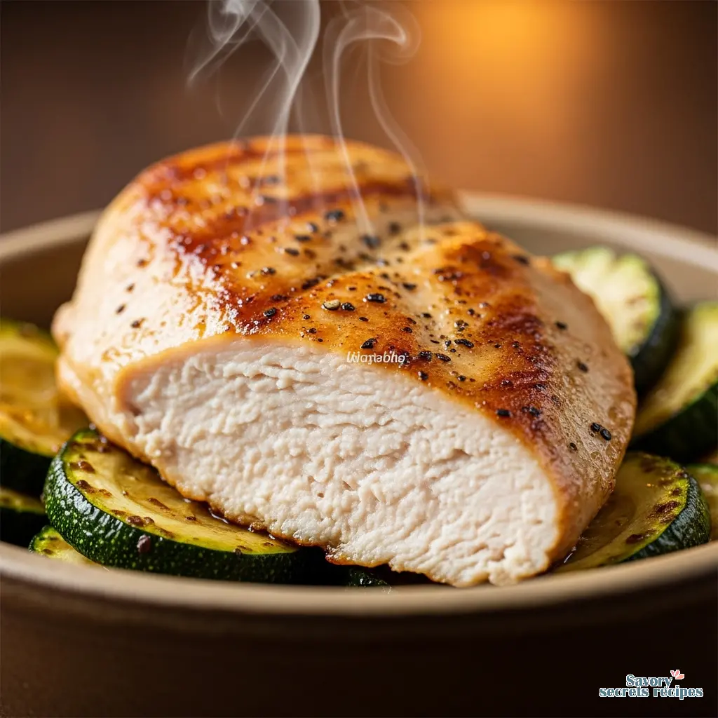 low carb chicken zucchini bowl high protein close up