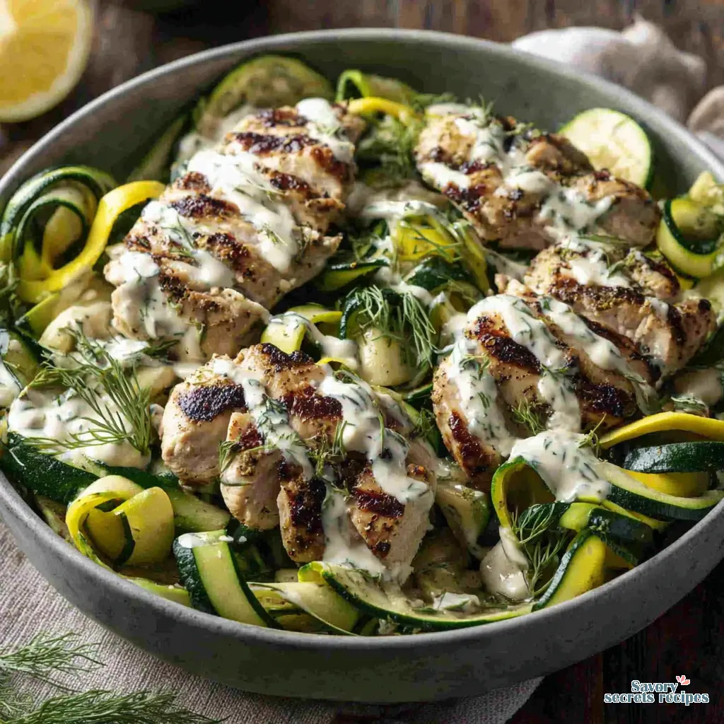 low carb chicken zucchini bowl salad final presentation