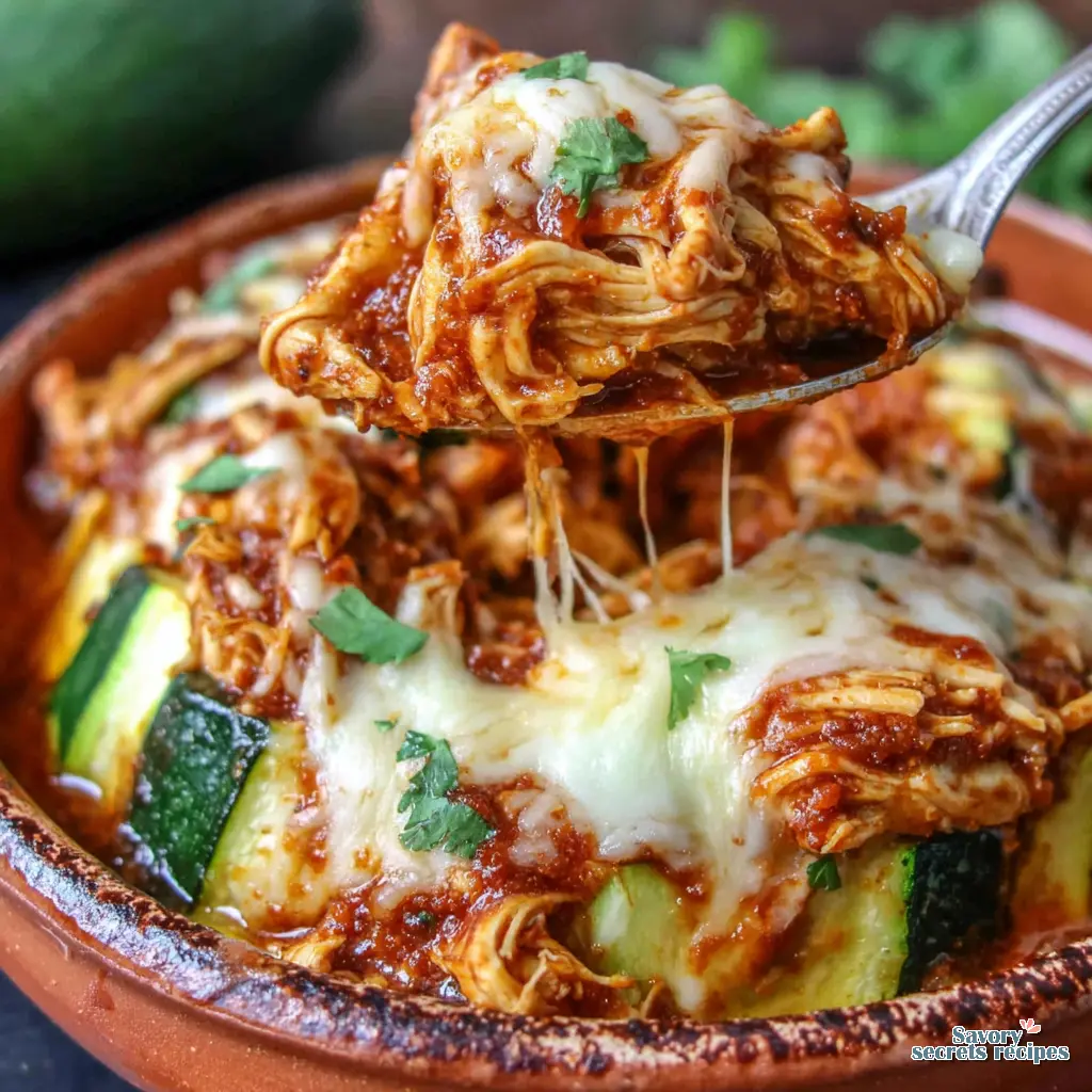low carb chicken zucchini bowl taco close up