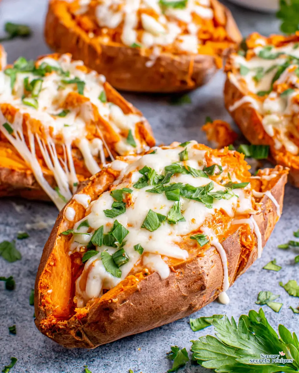 Mexican Chicken Stuffed Sweet Potatoes close up