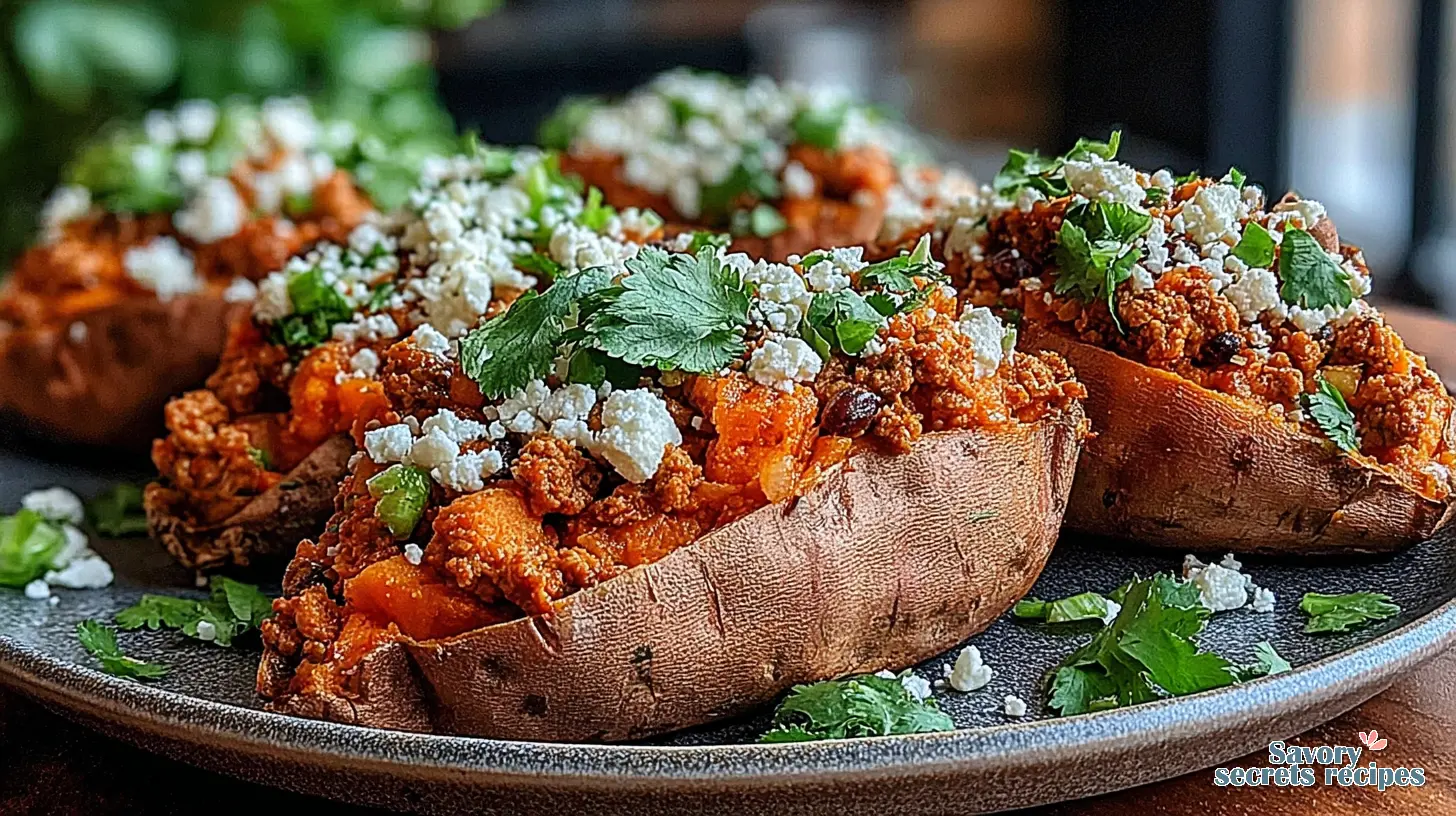 mexican chicken stuffed sweet potatoes feta final presentation