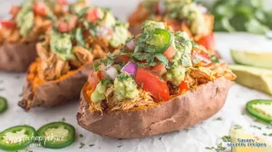 mexican chicken stuffed sweet potatoes healthy 428485781