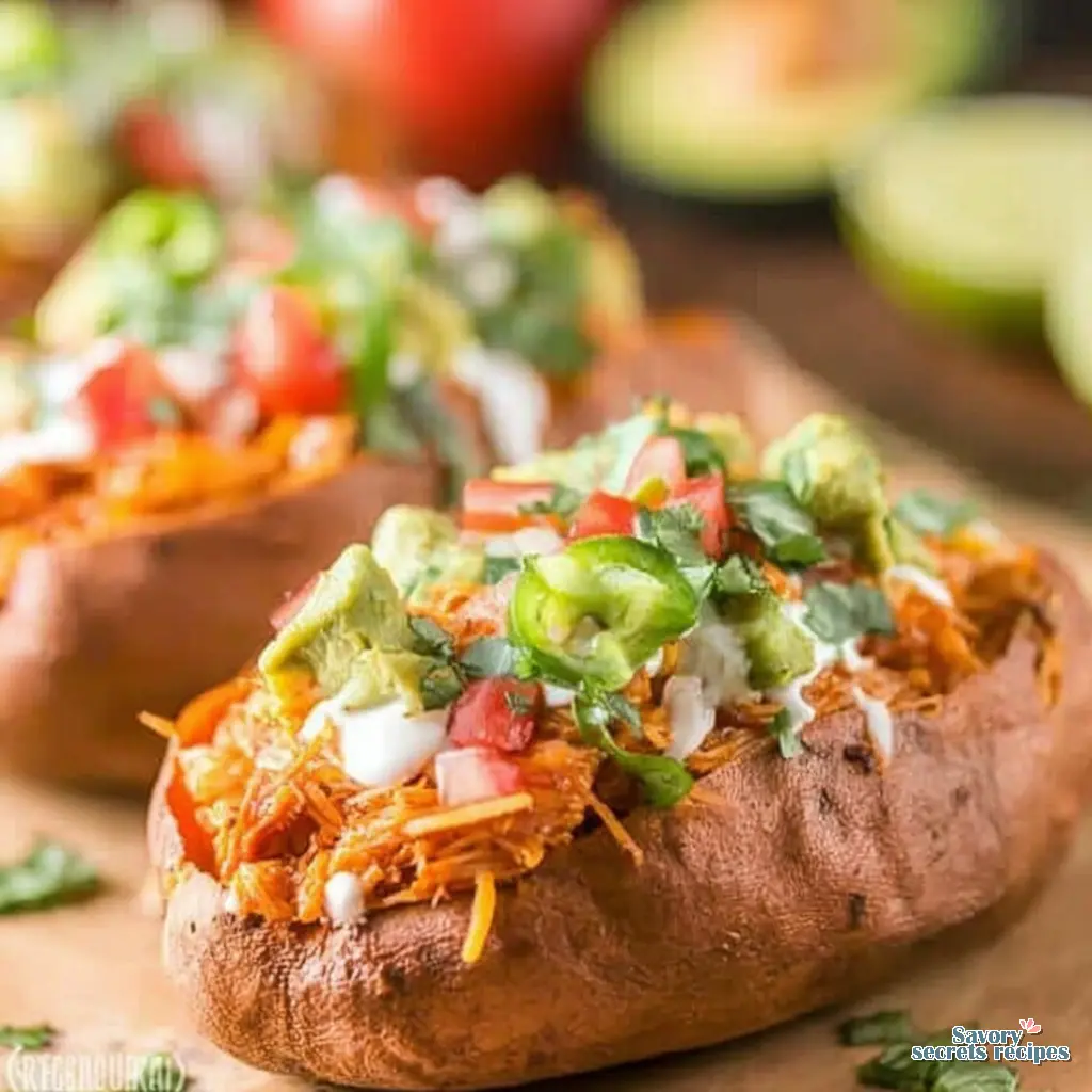 mexican chicken stuffed sweet potatoes keto close up