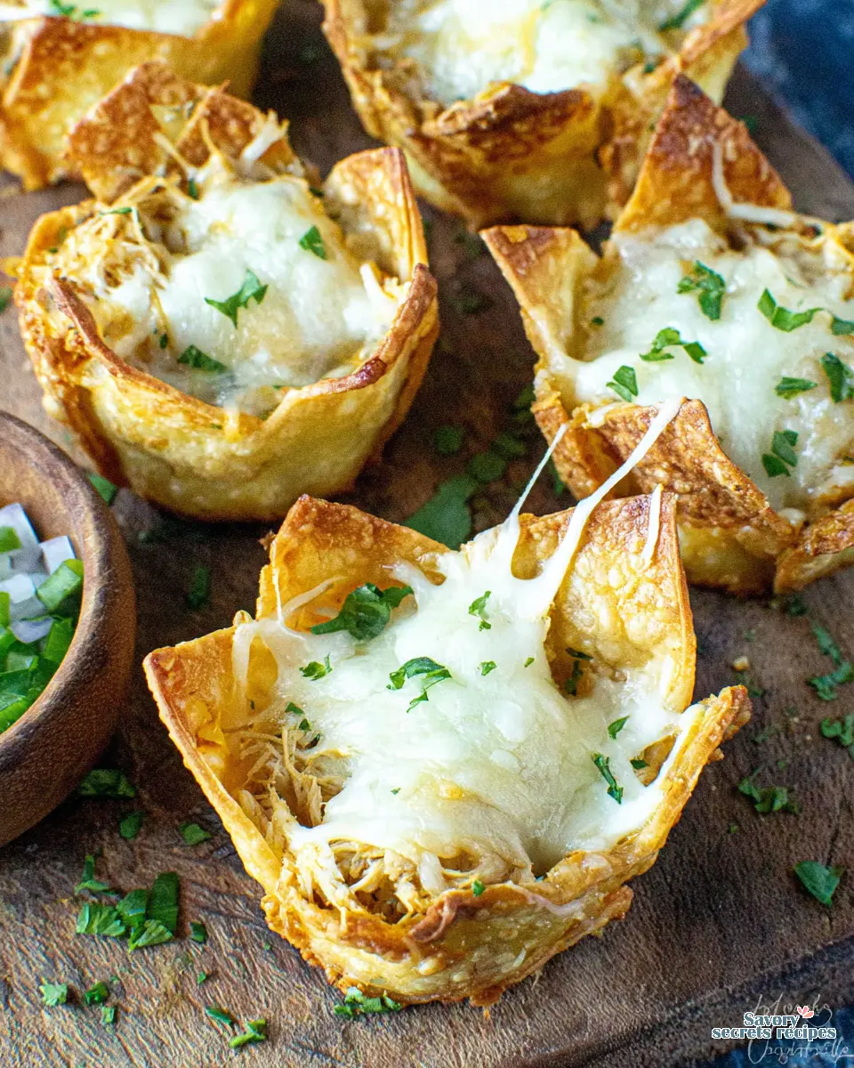 Mini Chicken Quesadilla Cups close up showing filling