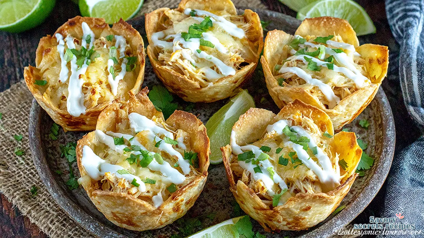 Mini Chicken Quesadilla Cups final presentation with dips