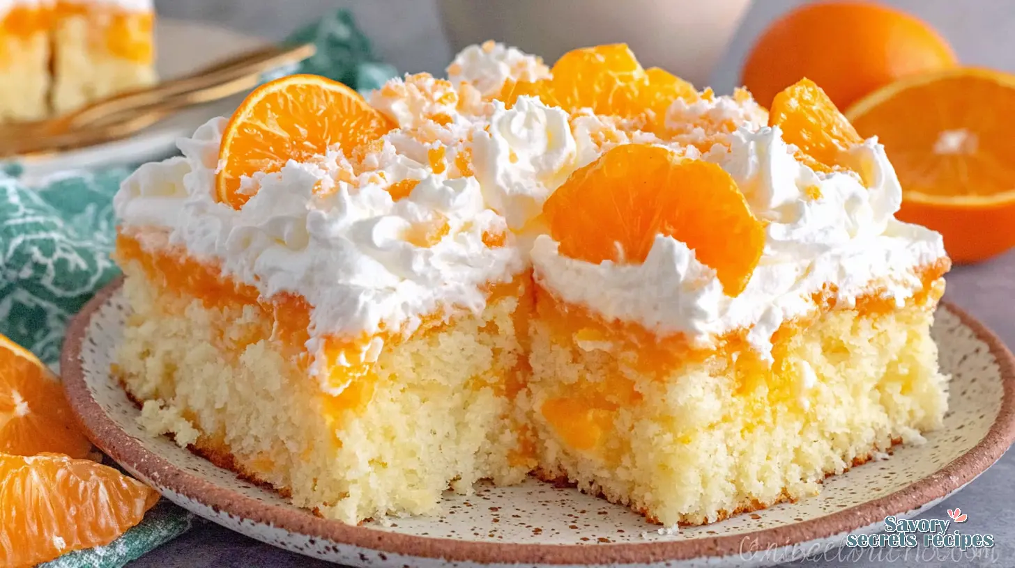 Orange Creamsicle Cake final presentation on a stand