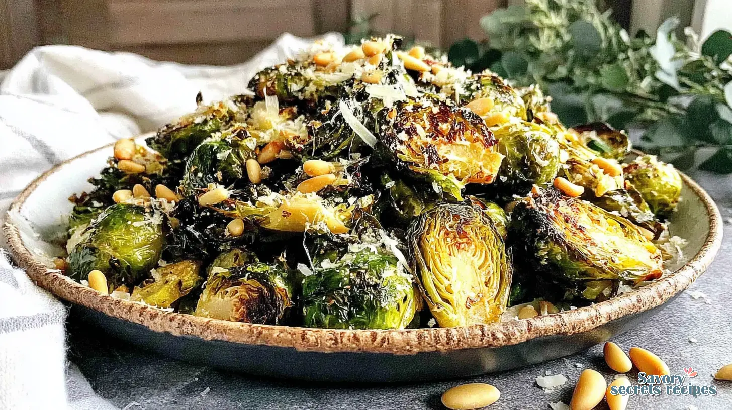 parmesan roasted brussel sprouts air fryer final presentation