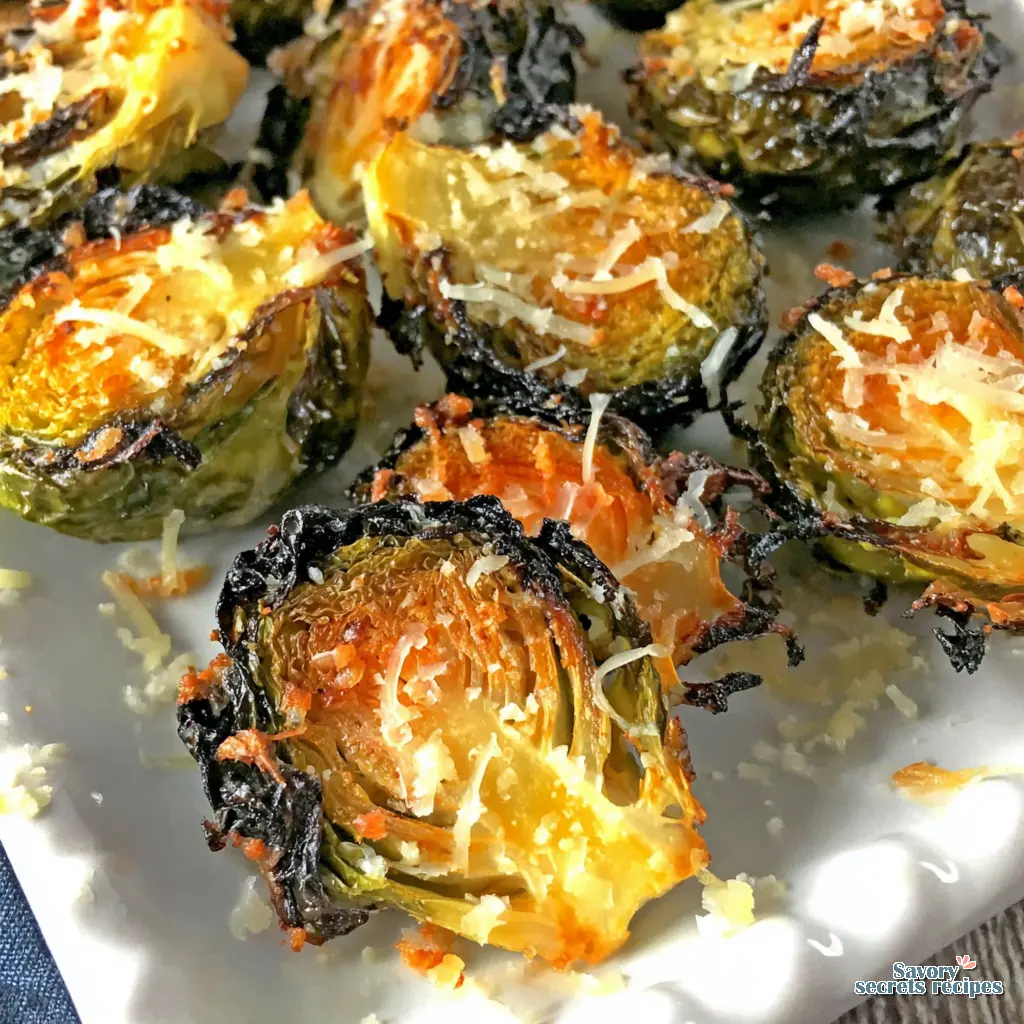 close up of parmesan crust on roasted vegetables