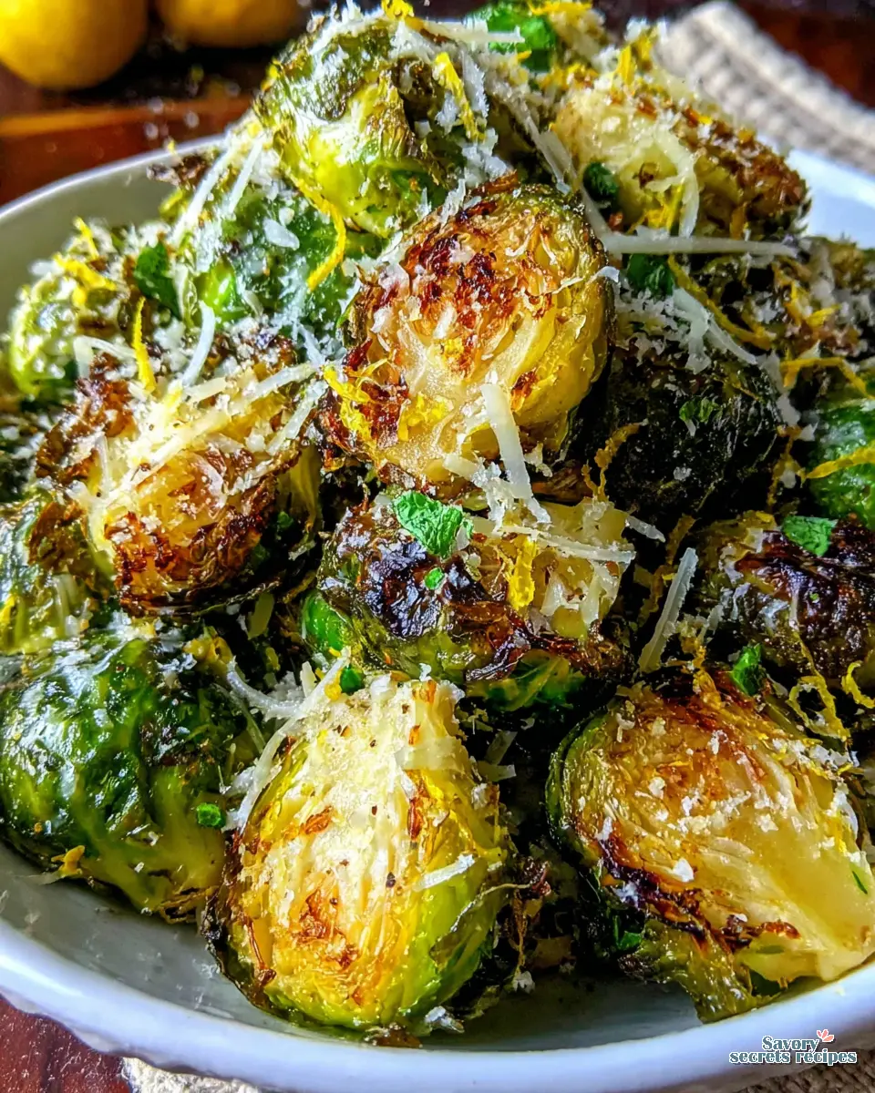 Parmesan Roasted Brussels Sprouts close up