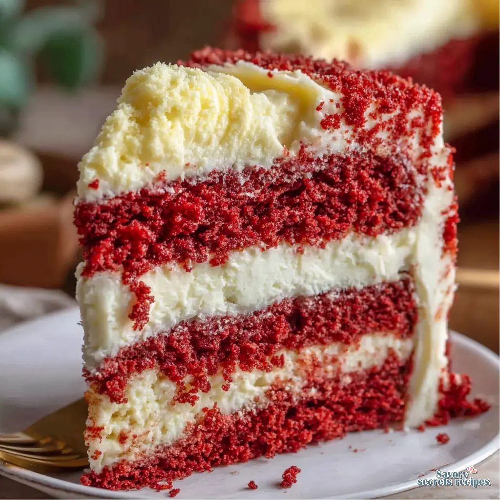 red velvet cheesecake cake close up