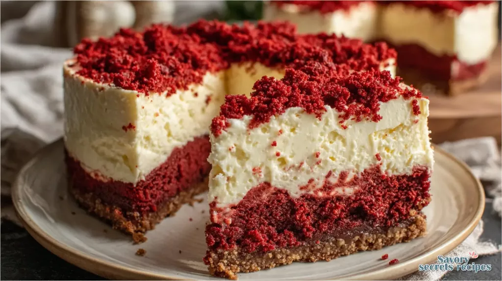 red velvet cheesecake cake 435873949