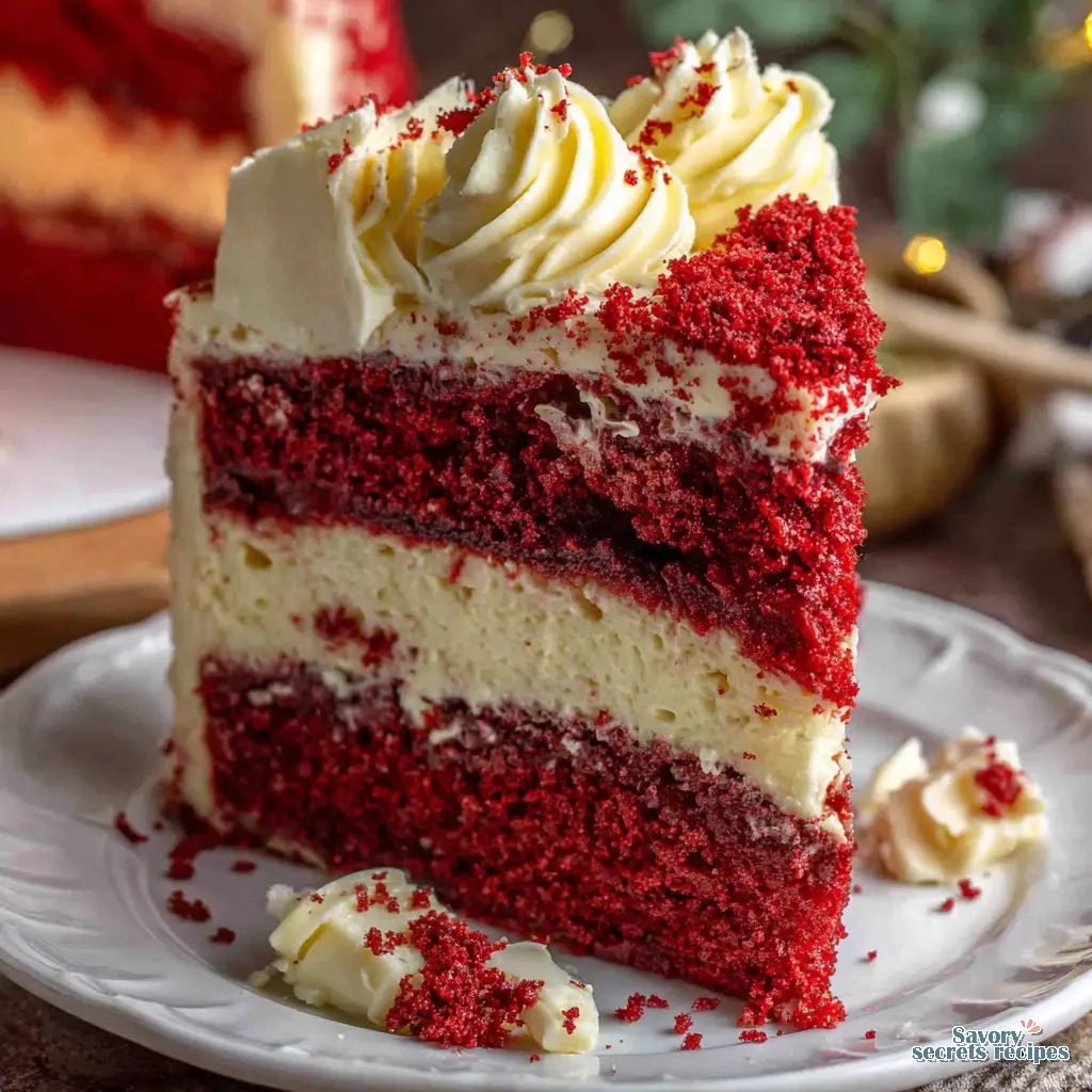 red velvet cheesecake cake final presentation