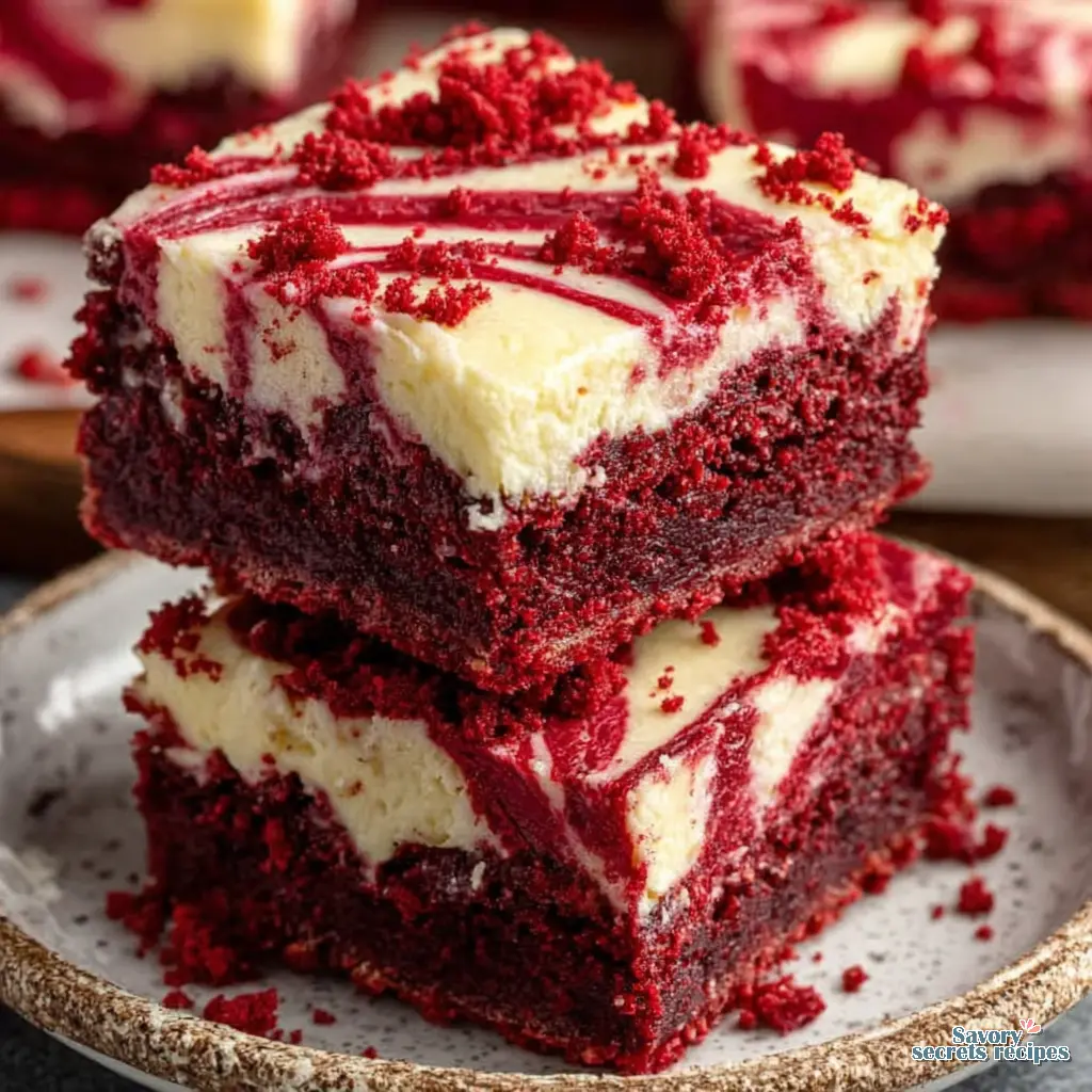 red velvet cheesecake cake bars final presentation