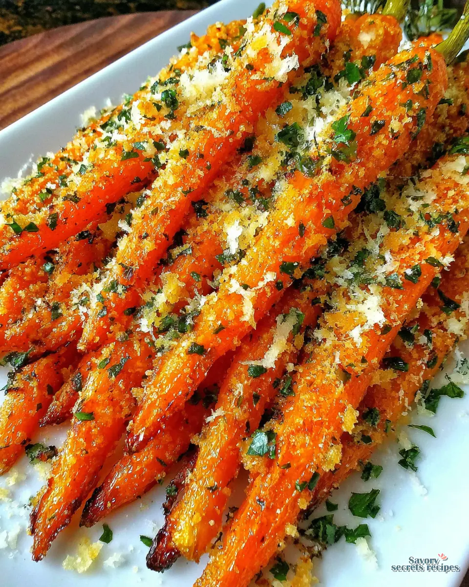 Roasted Garlic Parmesan Carrots close up
