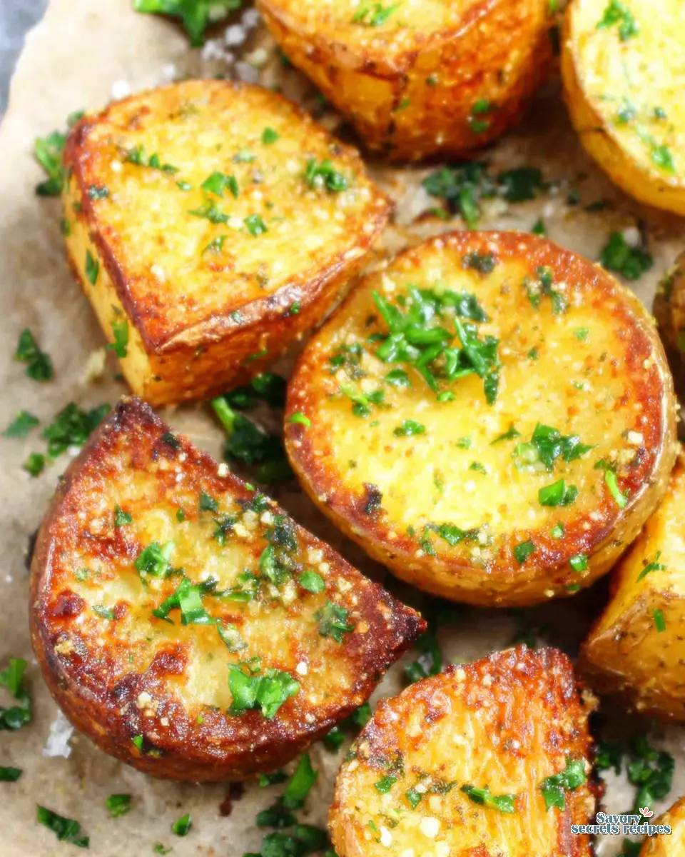Roasted Lemon Garlic Potatoes close up