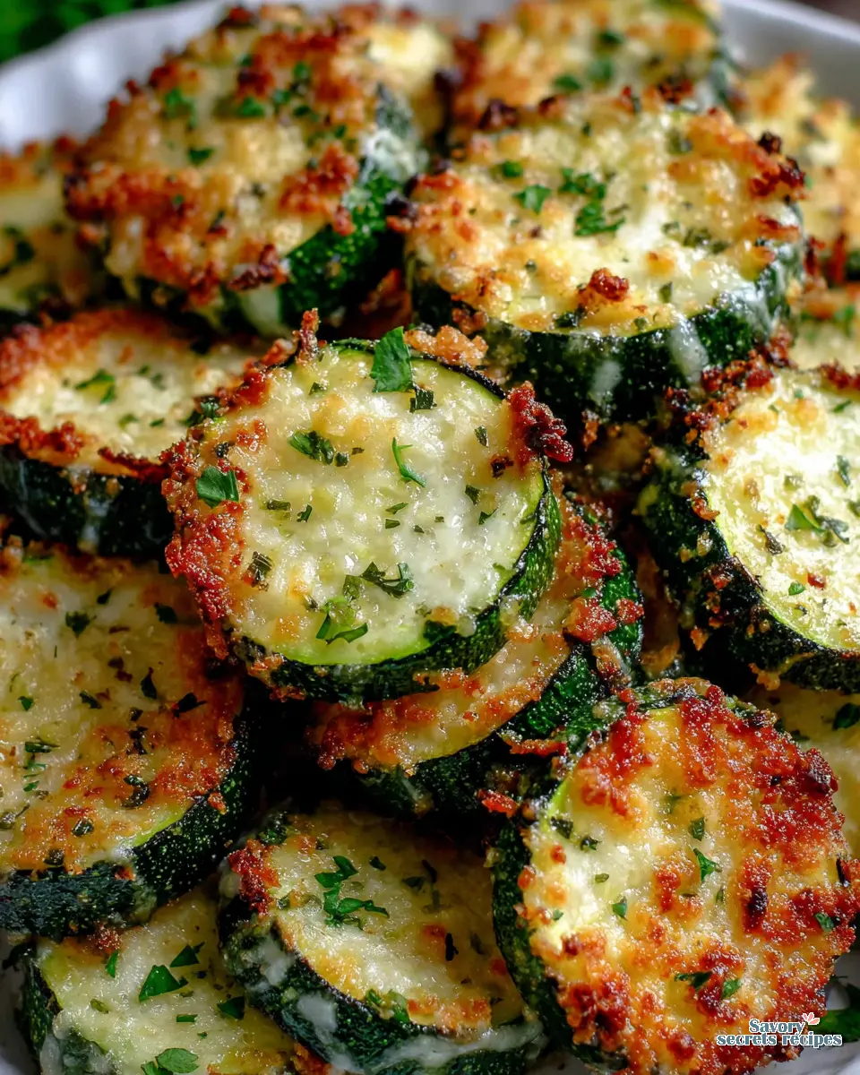 Roasted Parmesan Zucchini Bites close up