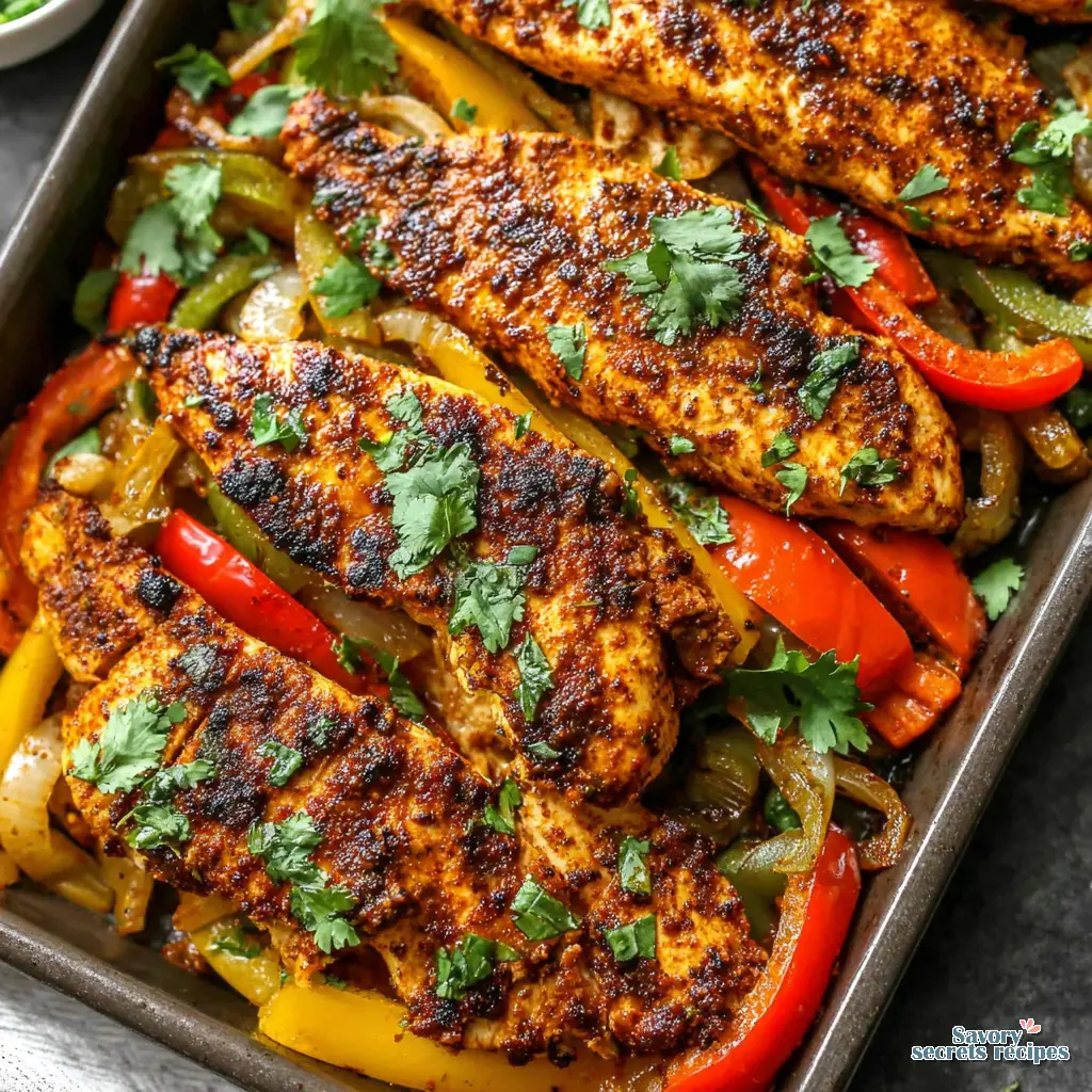 Sheet Pan Chicken Fajitas close up