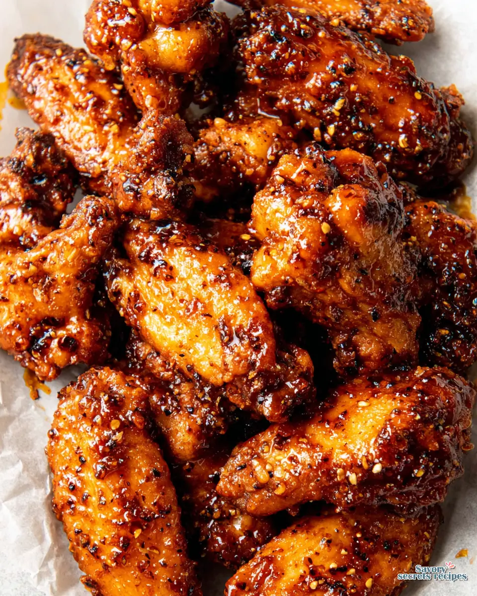 Spicy Honey Chicken Wings close up