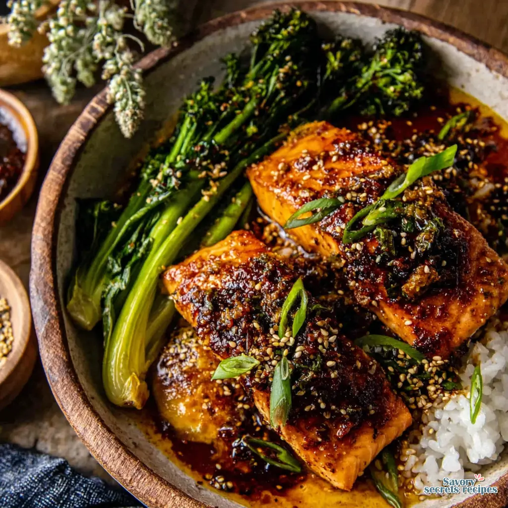 spicy honey garlic salmon bowl final presentation