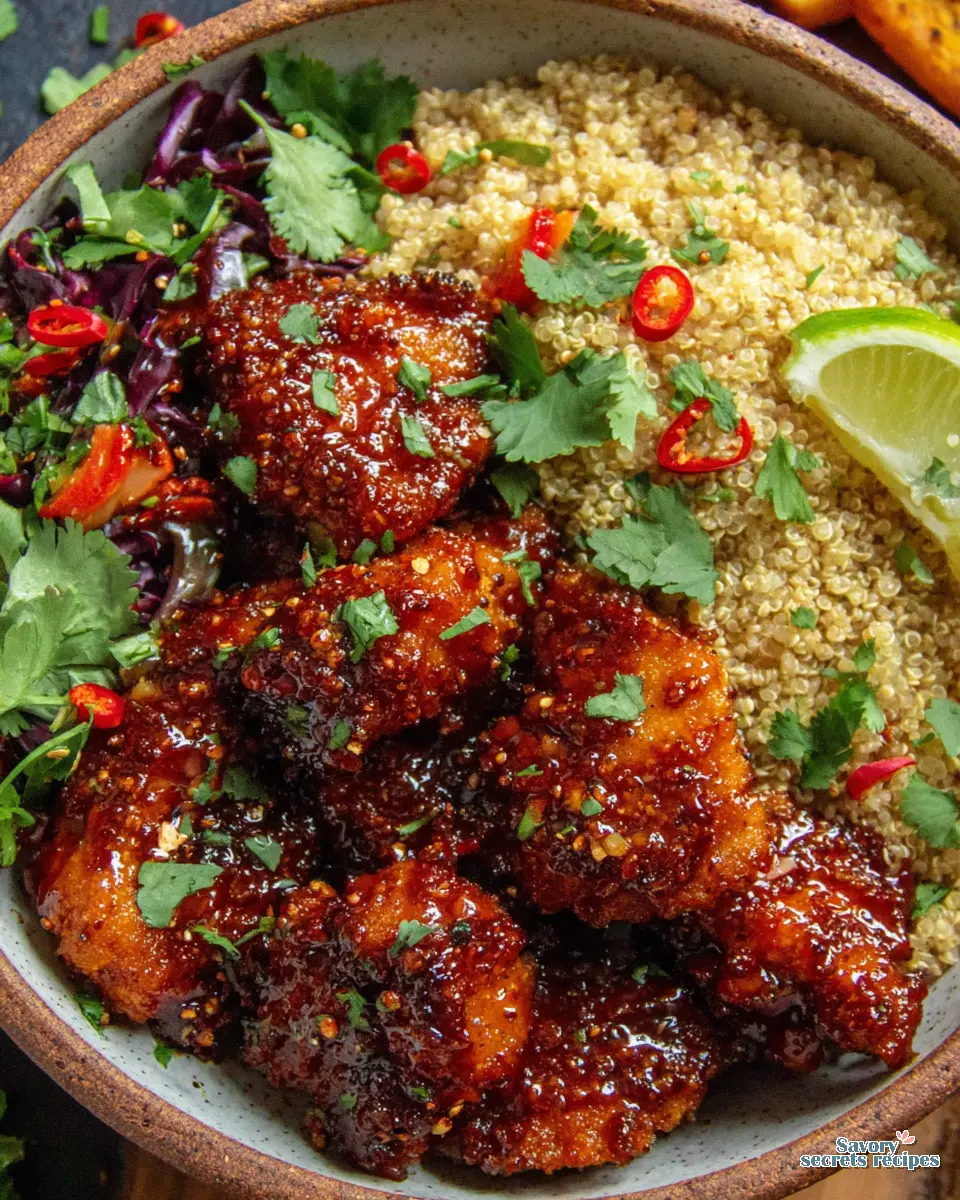 close up of spicy honey lime chicken cooking in a skillet