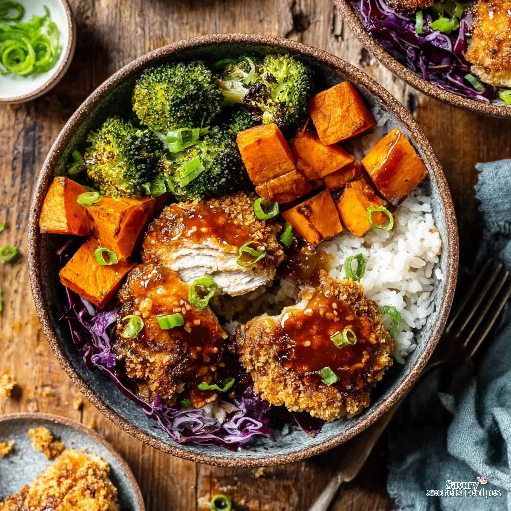spicy honey lime chicken bowls with sweet potato final presentation
