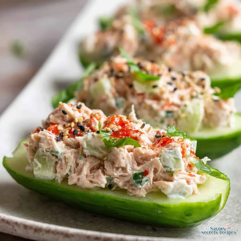 Hollowing out a cucumber boat with a spoon