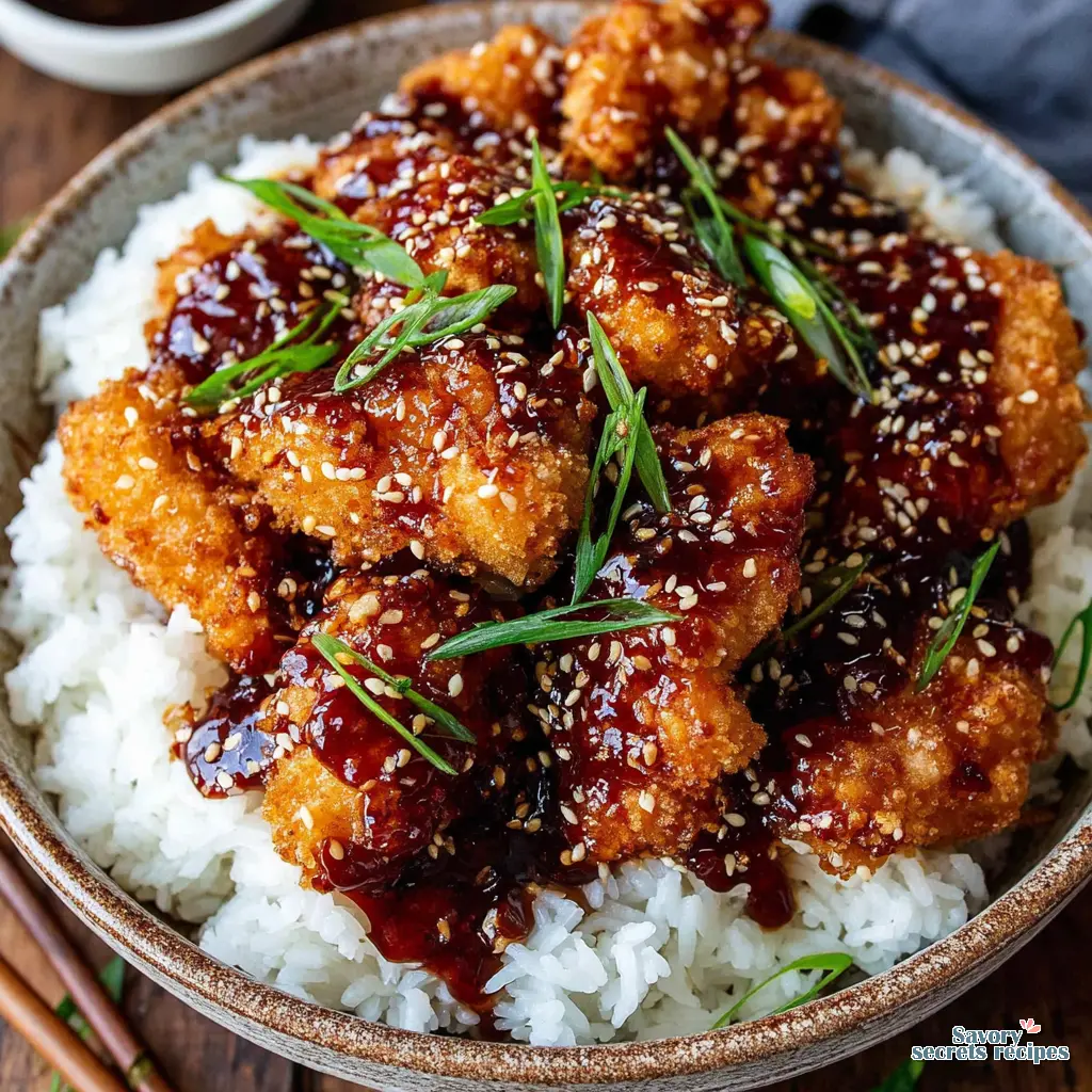 Sticky Sesame Chicken Bowl final presentation