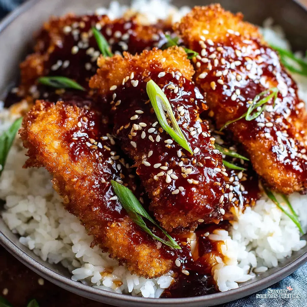 Sticky Sesame Chicken Bowl close up