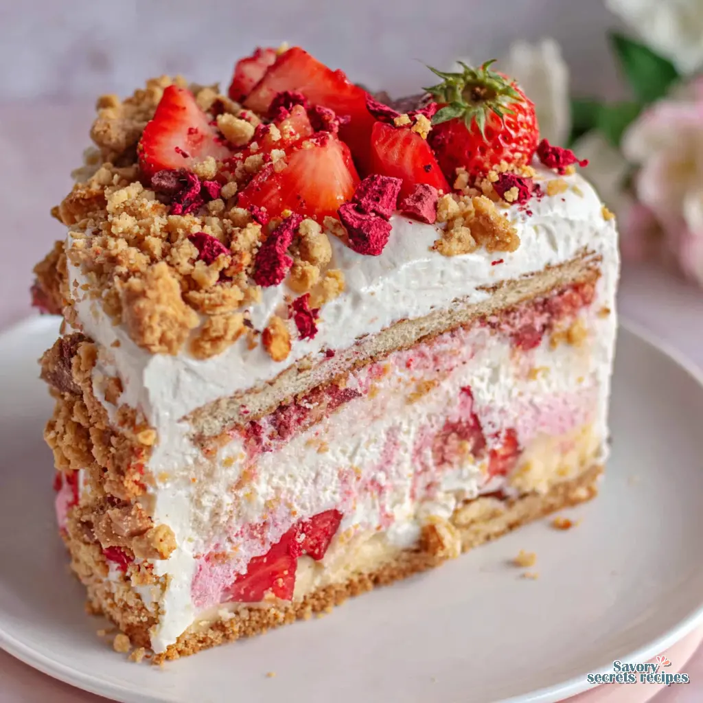 Strawberry Cheesecake Cake close up