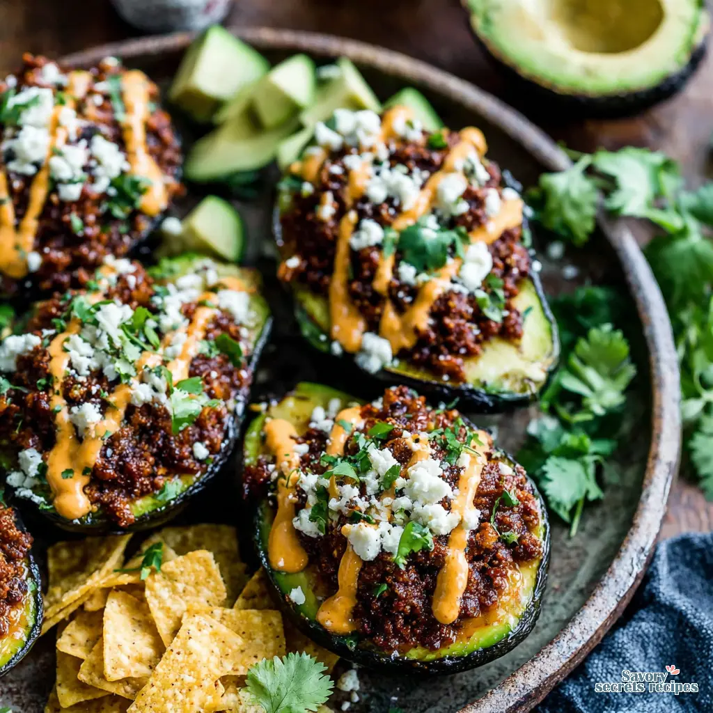 Taco Stuffed Avocados with Chipotle Cream: 3 Easy Steps