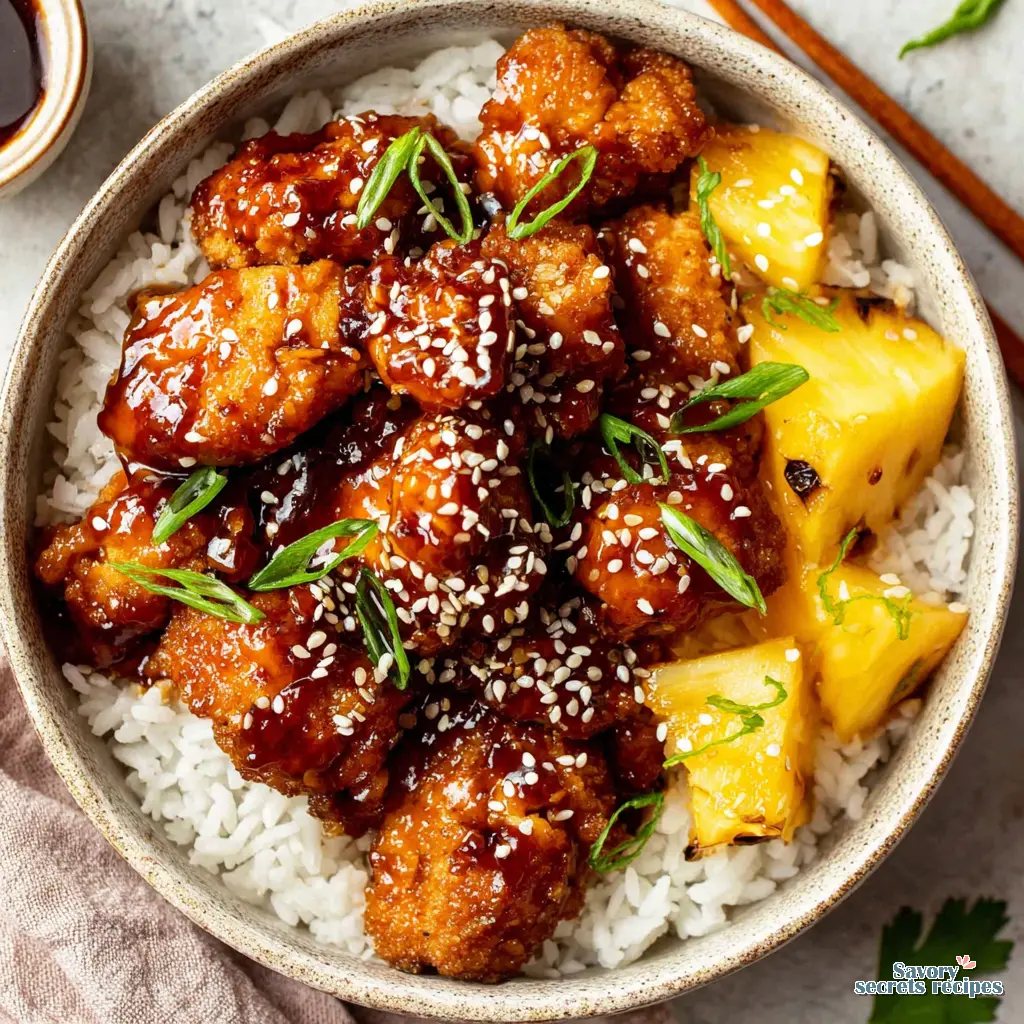 Teriyaki Chicken Pineapple Bowl close up