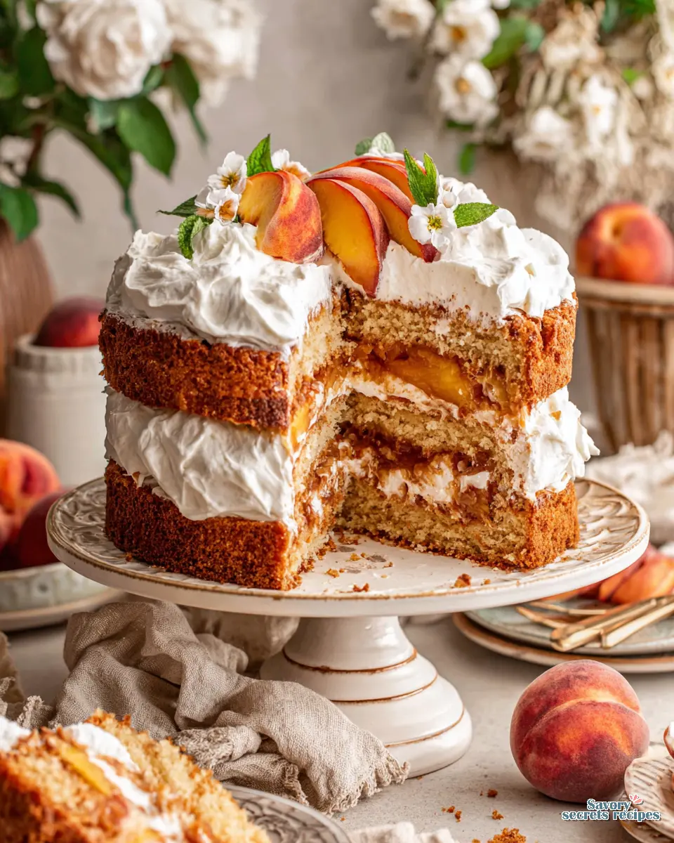 Vanilla Peach Cake close up