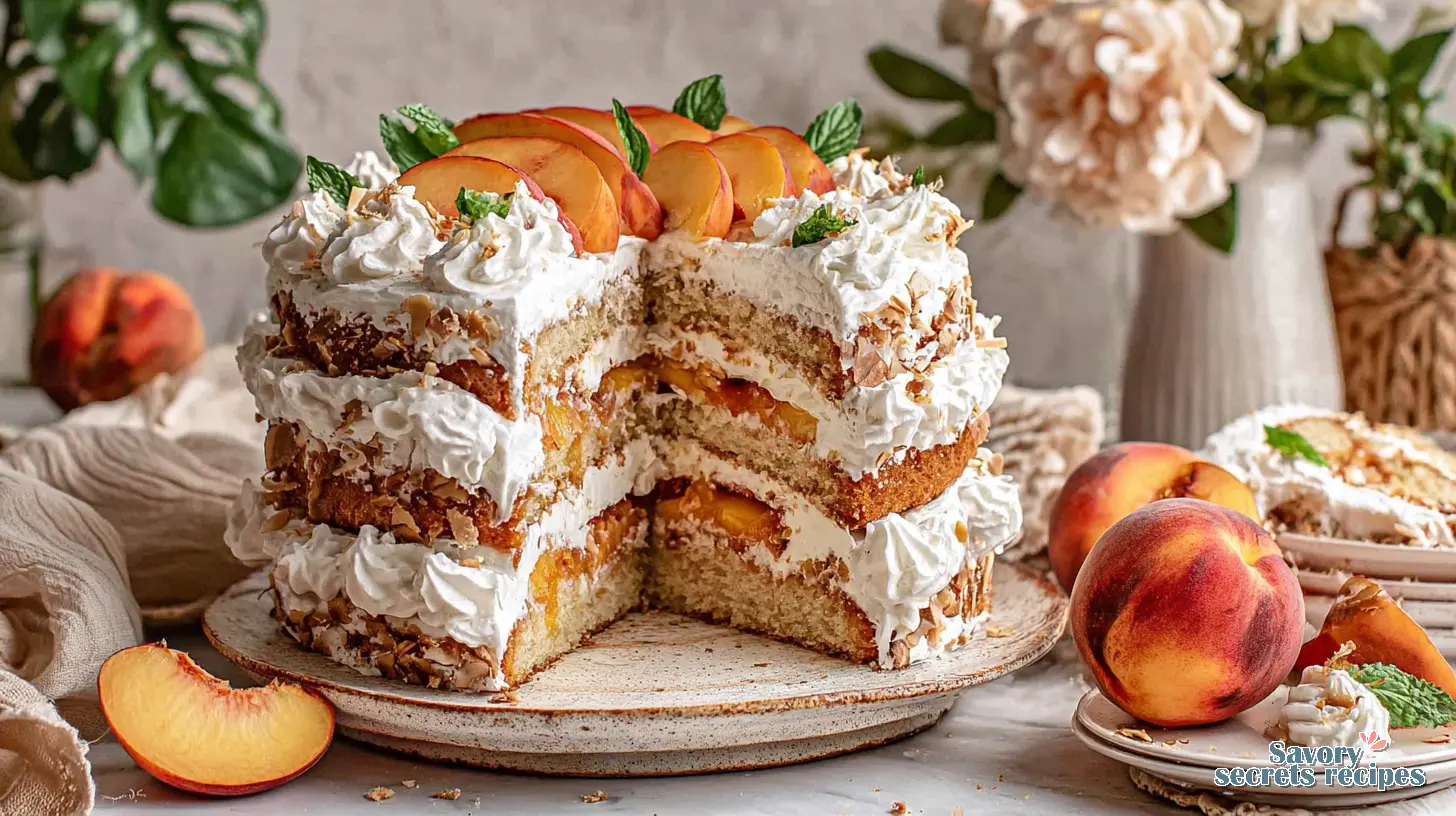 Vanilla Peach Cake final presentation